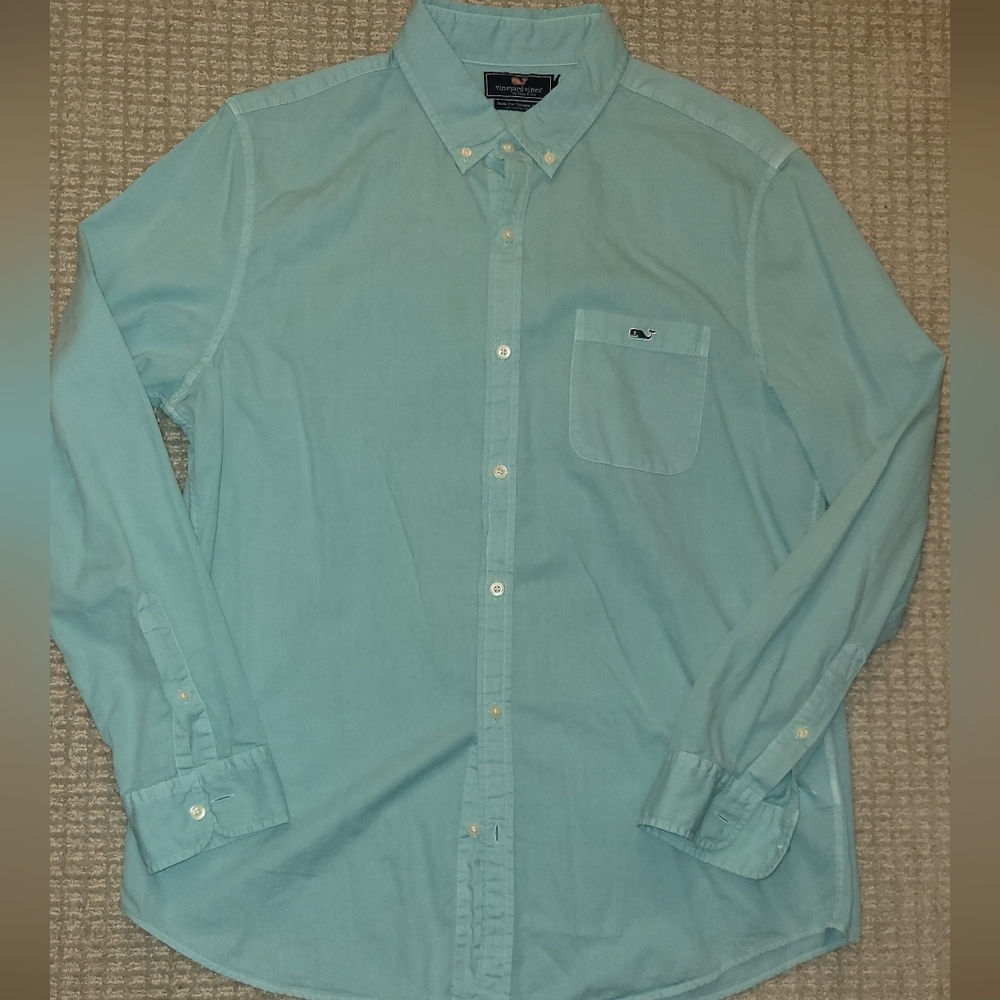 Vineyard Vines Light Green Slim Fit Tucker Button Down Shirt Long Sleeves
